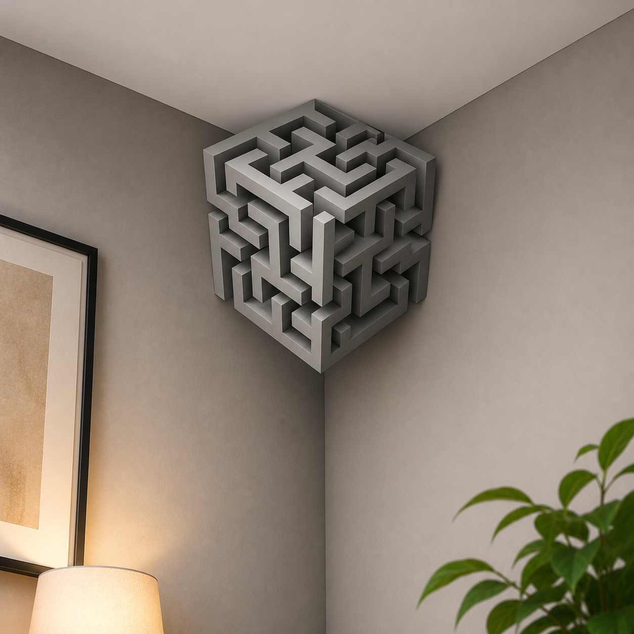 3D Cube Wall Sticker | Cube Illusion Corner Wall Sticker