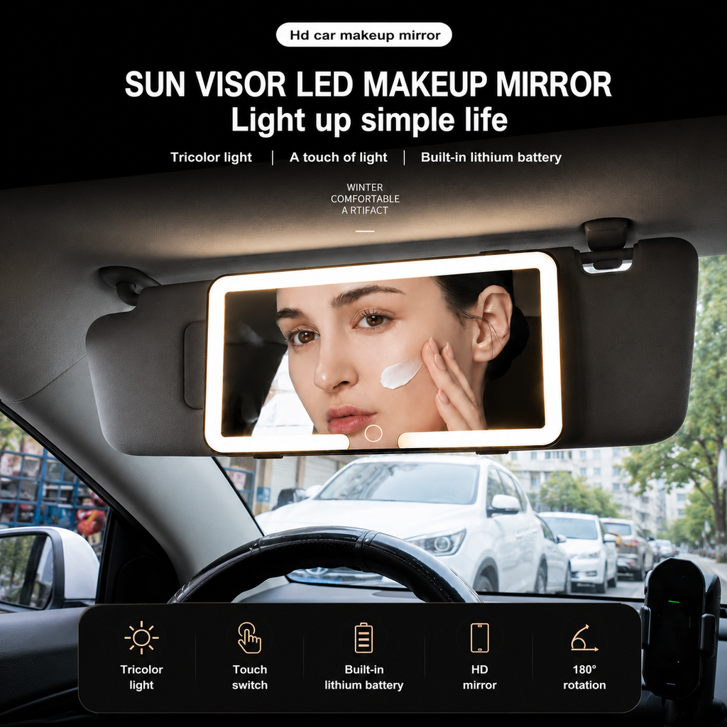 Rechargeable Car Makeup Mirror with LED Lights