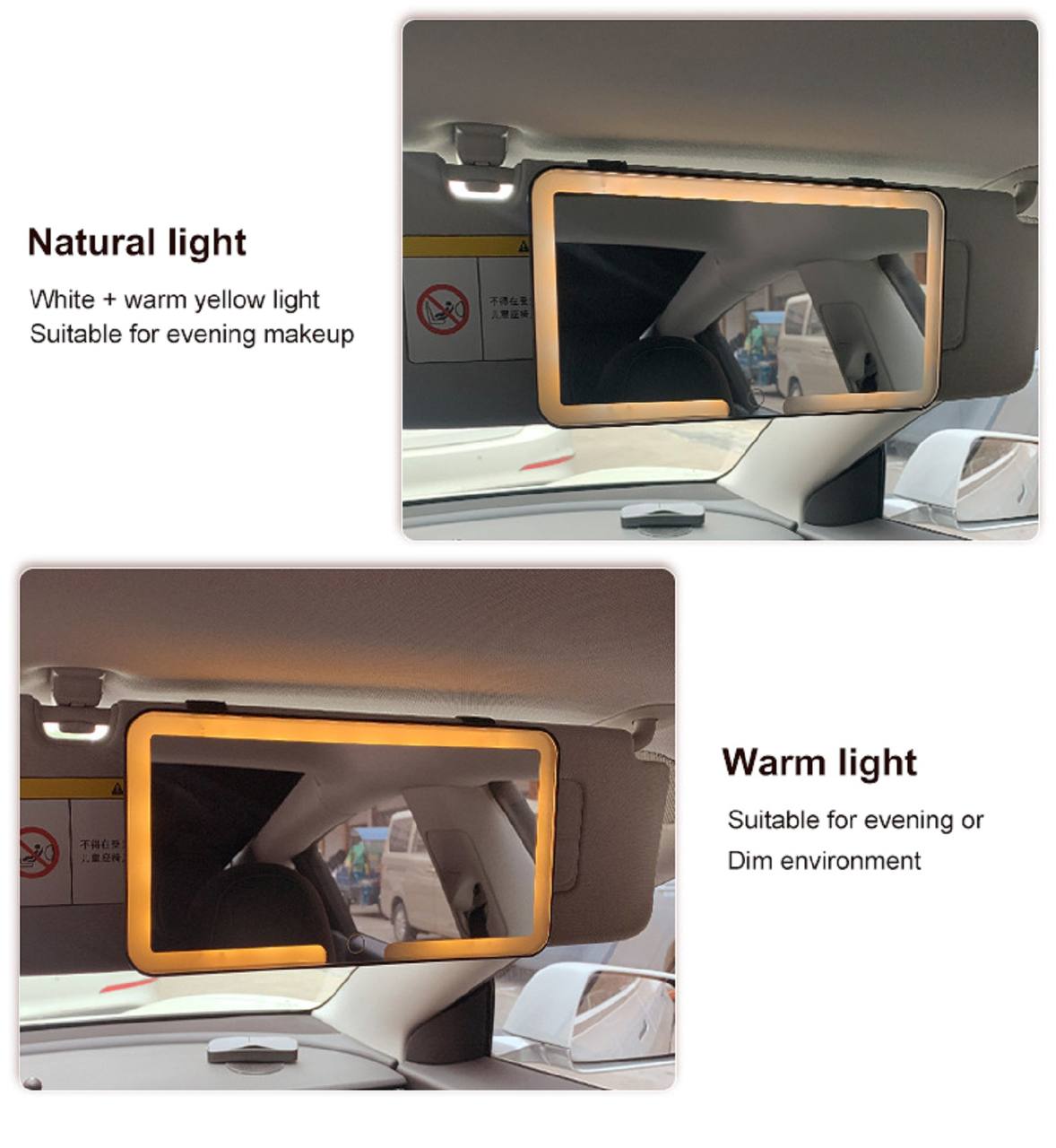 Rechargeable Car Makeup Mirror with LED Lights