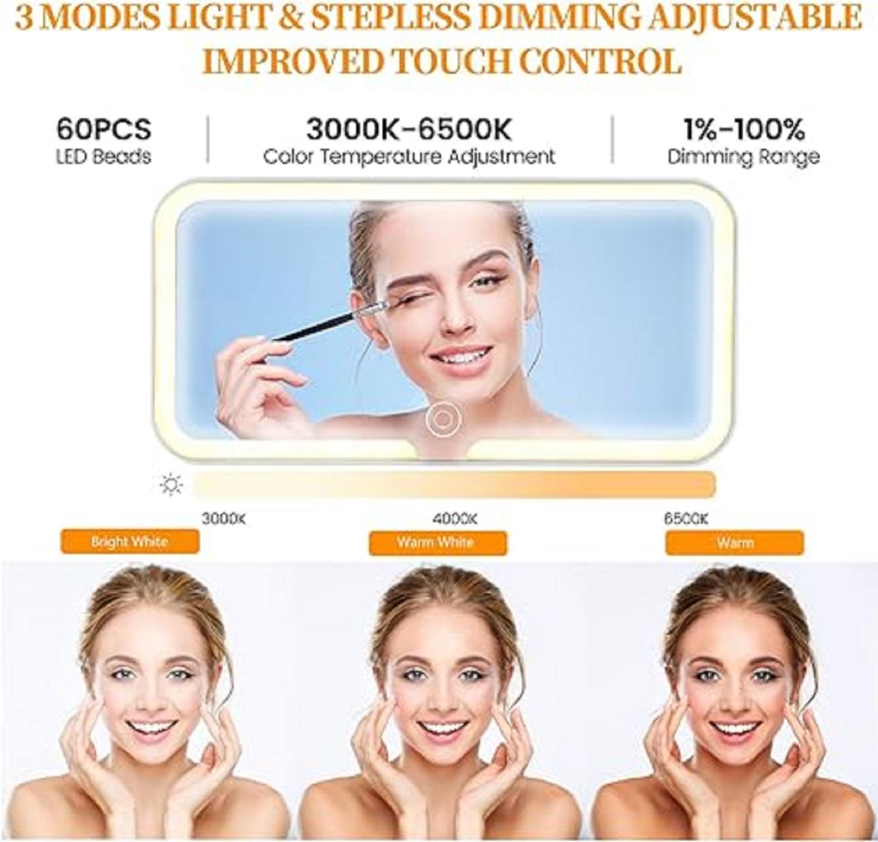 Rechargeable Car Makeup Mirror with LED Lights