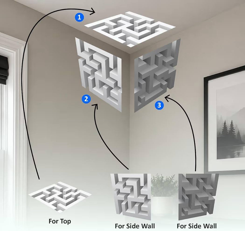 3D Cube Wall Sticker | Cube Illusion Corner Wall Sticker